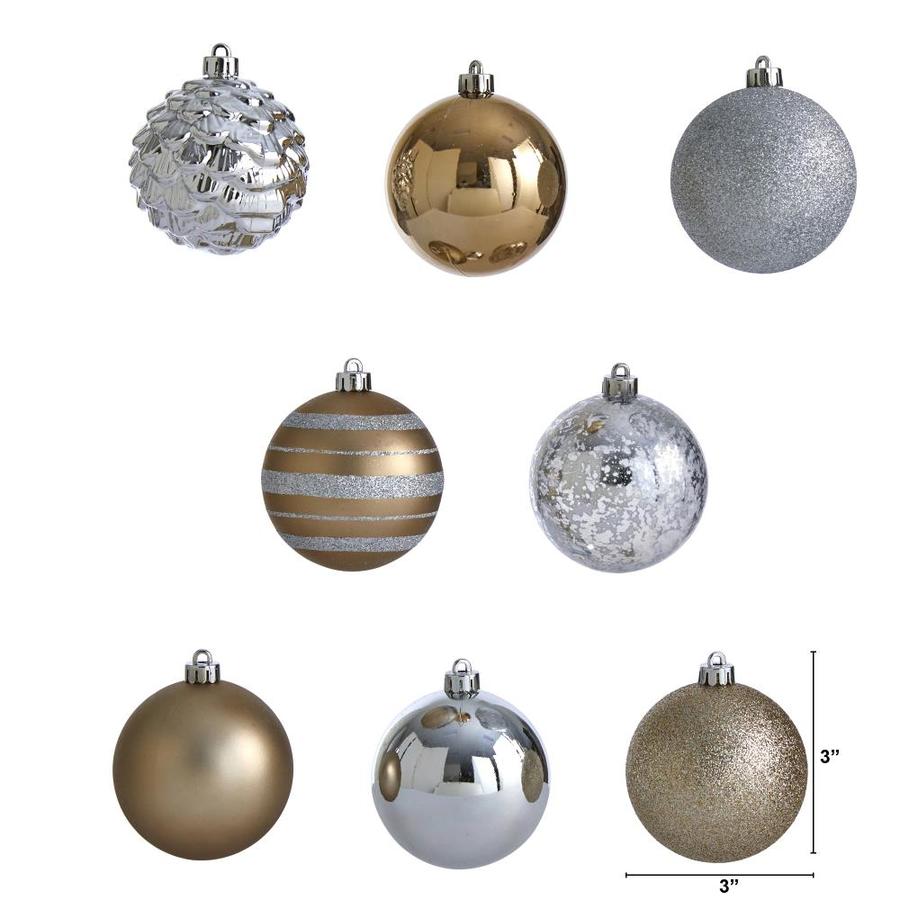 Nearly Natural 64-Pack Silver Tree Ornament Set in the Christmas ...