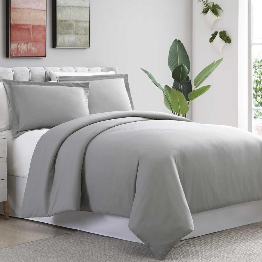 Amrapur Overseas Ultra Plush Solid Duvet Gray Multi Reversible Queen Duvet Blend With Polyester Fill In The Comforters Bedspreads Department At Lowes Com