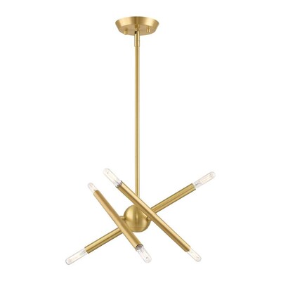 Livex Lighting Soho 6-Light Satin Brass Modern/Contemporary Chandelier Livex Lighting Soho 6-Light Satin Brass Modern/Contemporary Chandelier
