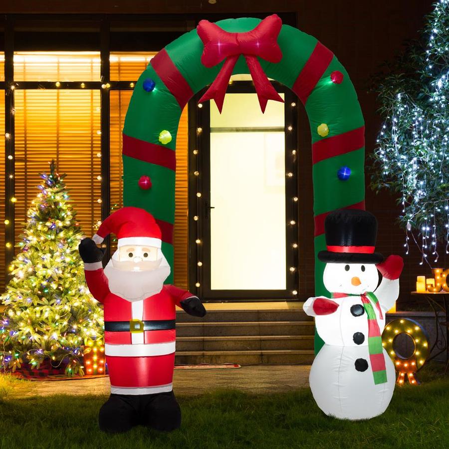 Glitzhome 8.01-ft Lighted Santa Christmas Inflatable Archway in the ...
