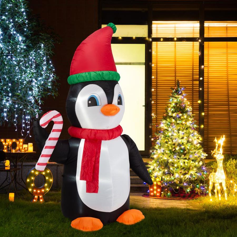 Glitzhome 8.01-ft Lighted Penguin Christmas Inflatable in the Christmas ...