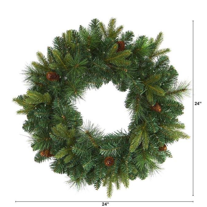 Nearly Natural 24-in Pre-lit Battery-operated Green Mixed Pine ...