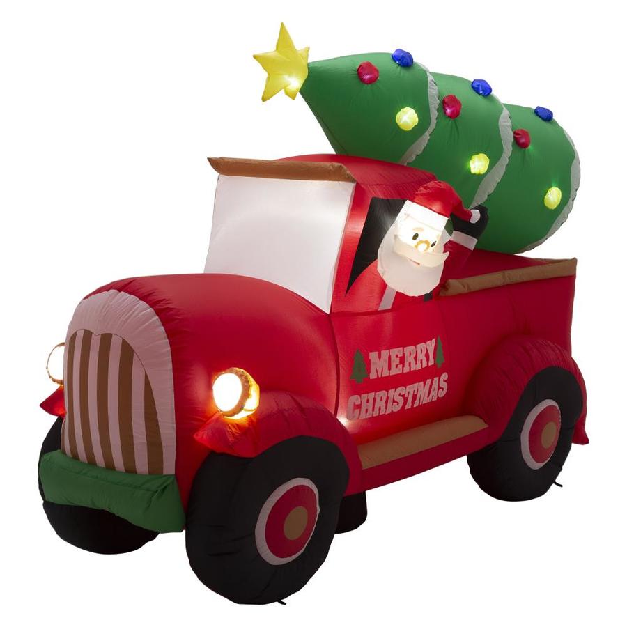 Glitzhome 7FT Santa Claus On Pick Up Truck Inflatable Decor in the ...
