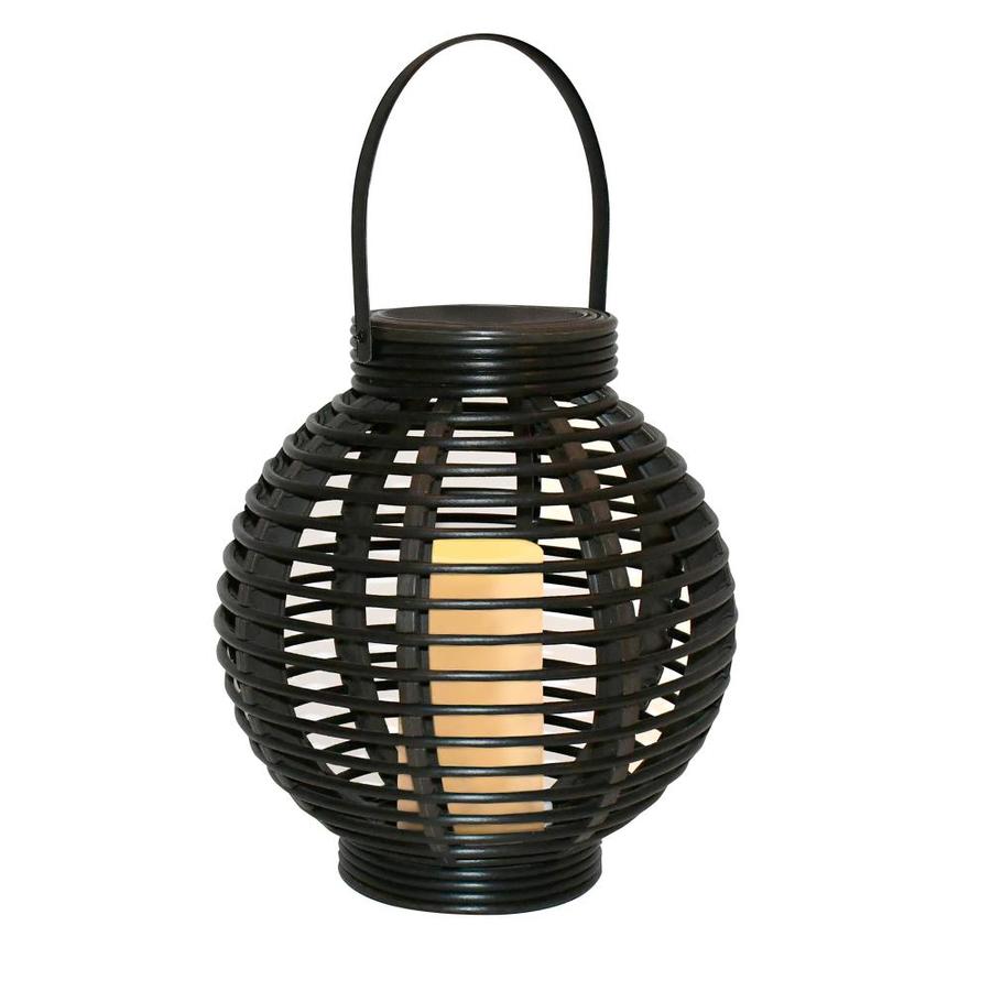 LumaBase Solar Powered Black Basket Lantern with LED Candle in the ...