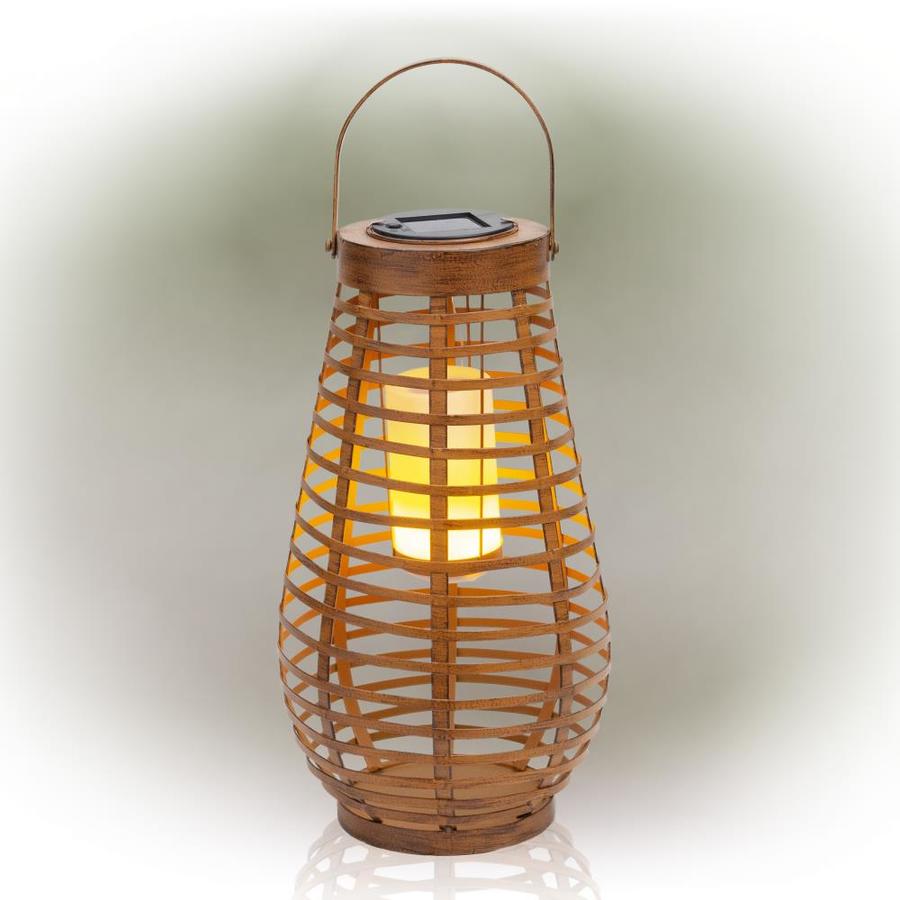 Alpine Corporation Solar Small Metal Cylindrical Lantern with ...