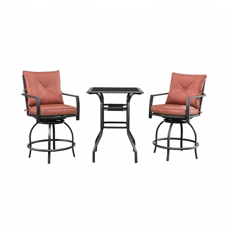 Top Home Space 3-Piece Black Frame Bar Height Patio Set with Red ...