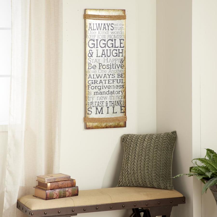 Grayson Lane Rectangular Metal and Rope Motivational Wall Decor 14 x 38 ...