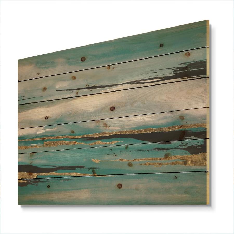 Designart Designart 'Glam Teal Watercolor I' Print on Natural Pine Wood ...