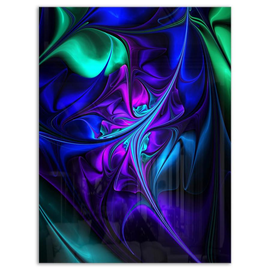 Designart Bright Blue Abstract Floral Shapes Large Floral Metal Wall Art In The Wall Art Department At Lowes Com