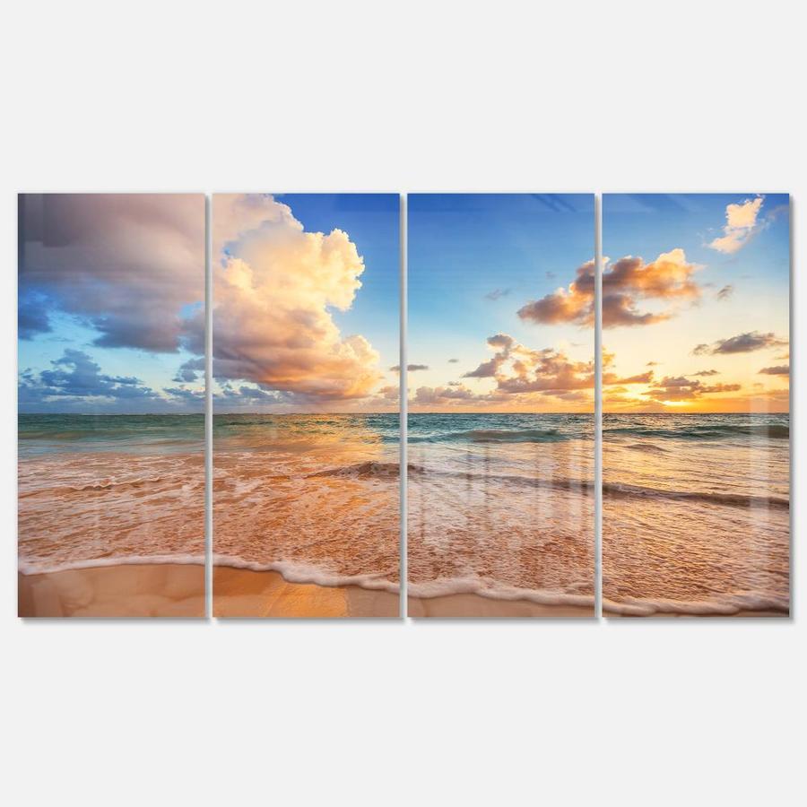 Designart Beautiful Cloudscape over Beach- Multipanel Large Beach Metal ...