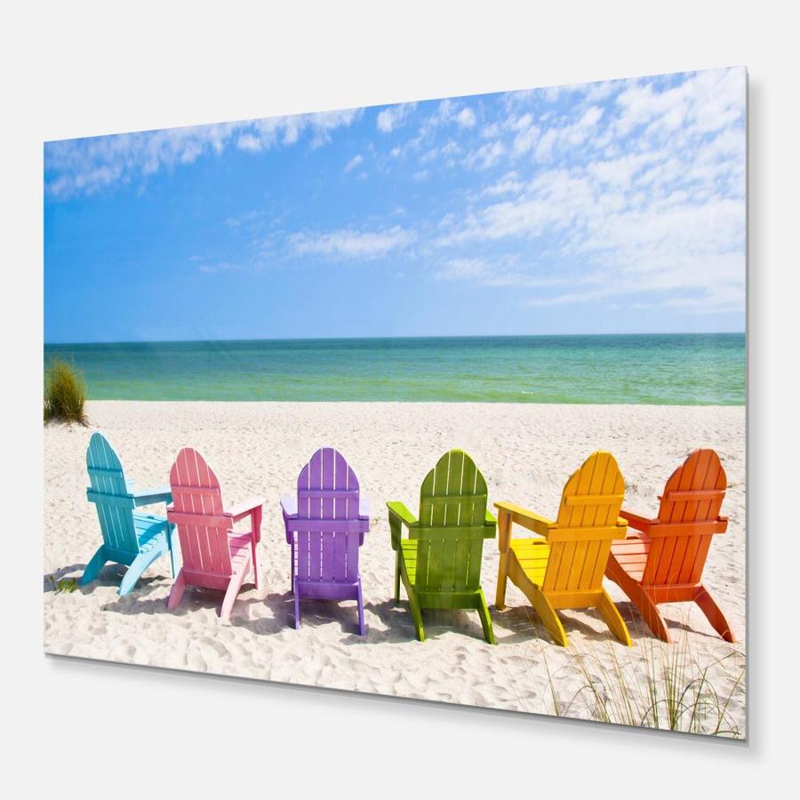 Designart Adirondack Beach Chairs- Seashore Photo Metal Wall Art in the ...