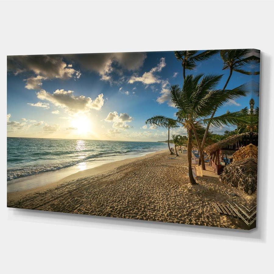 Designart Beautiful Caribbean Vacation Beach- Large Beach Canvas Wall ...