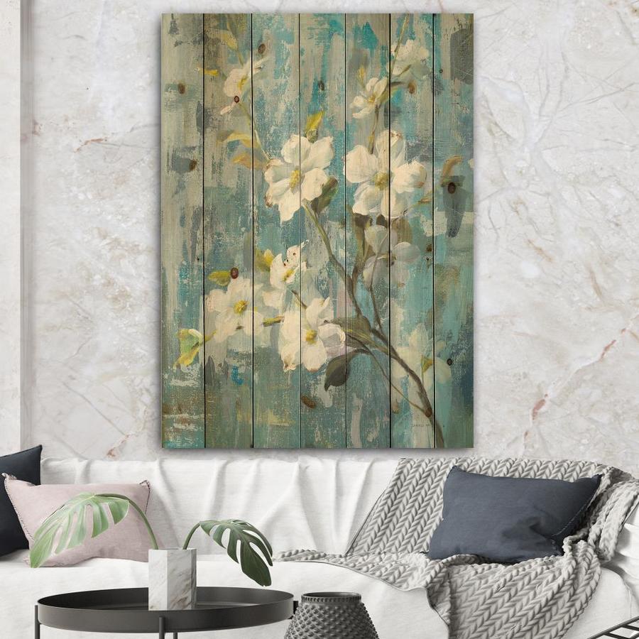 Designart Designart 'Pastel Magnolia II' Print on Natural Pine Wood in ...
