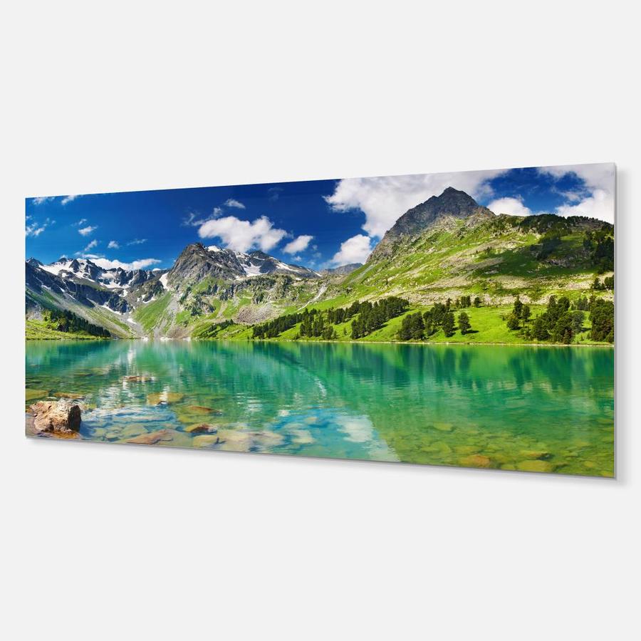 Designart Bright Day Mountain Lake- Photography Metal Wall Art in the ...