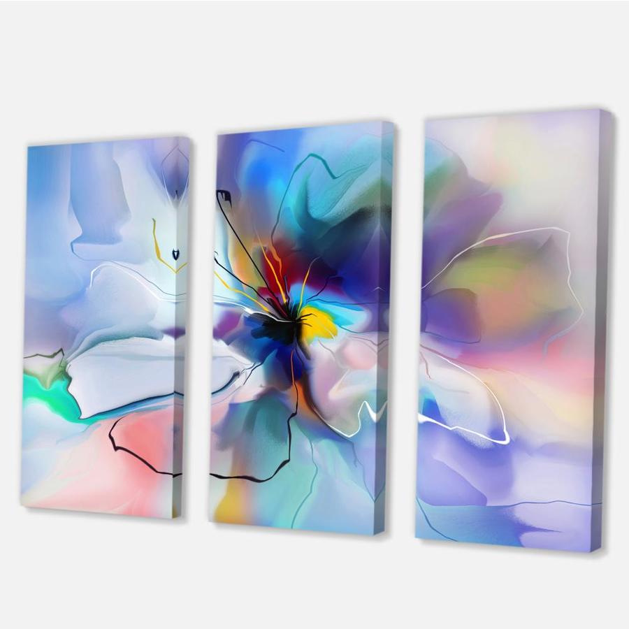 Designart Abstract Creative Blue Flower- Extra Large Floral Wall Art in ...