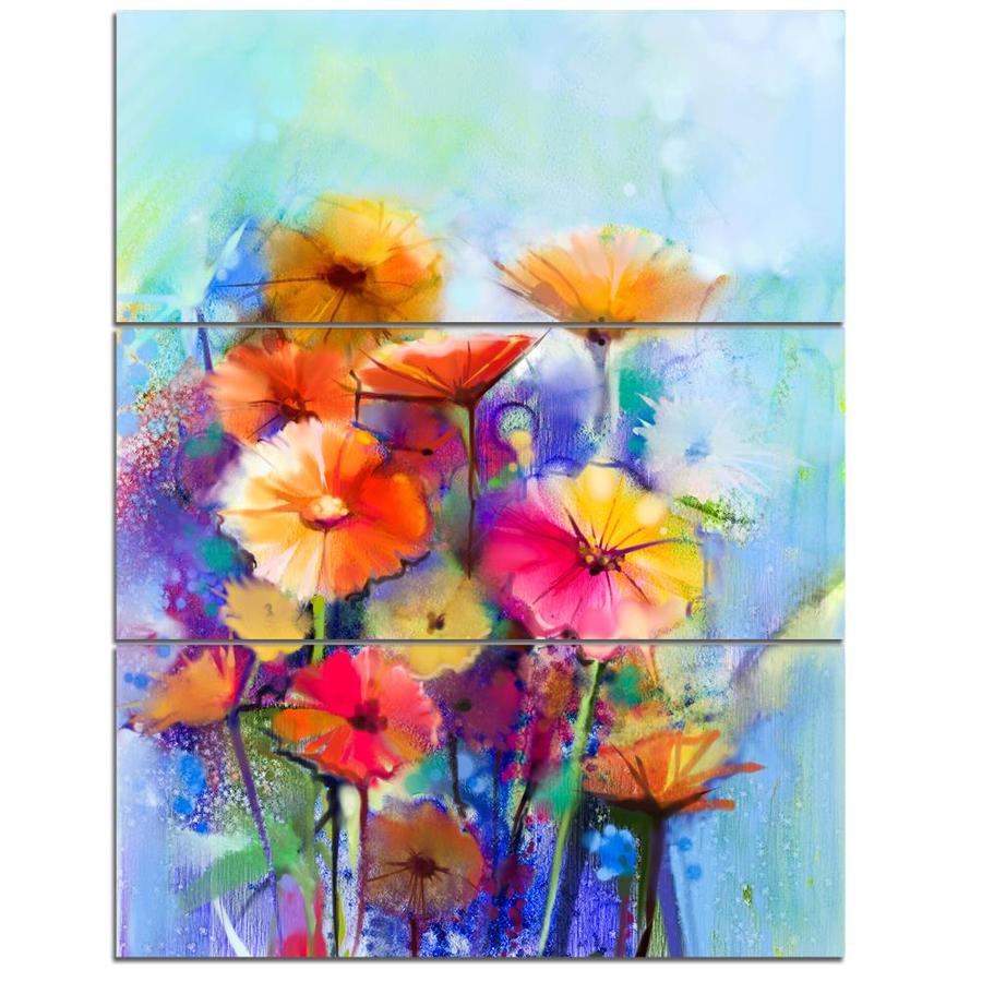 Designart Abstract Floral Watercolor Painting- Large Floral Canvas Art ...