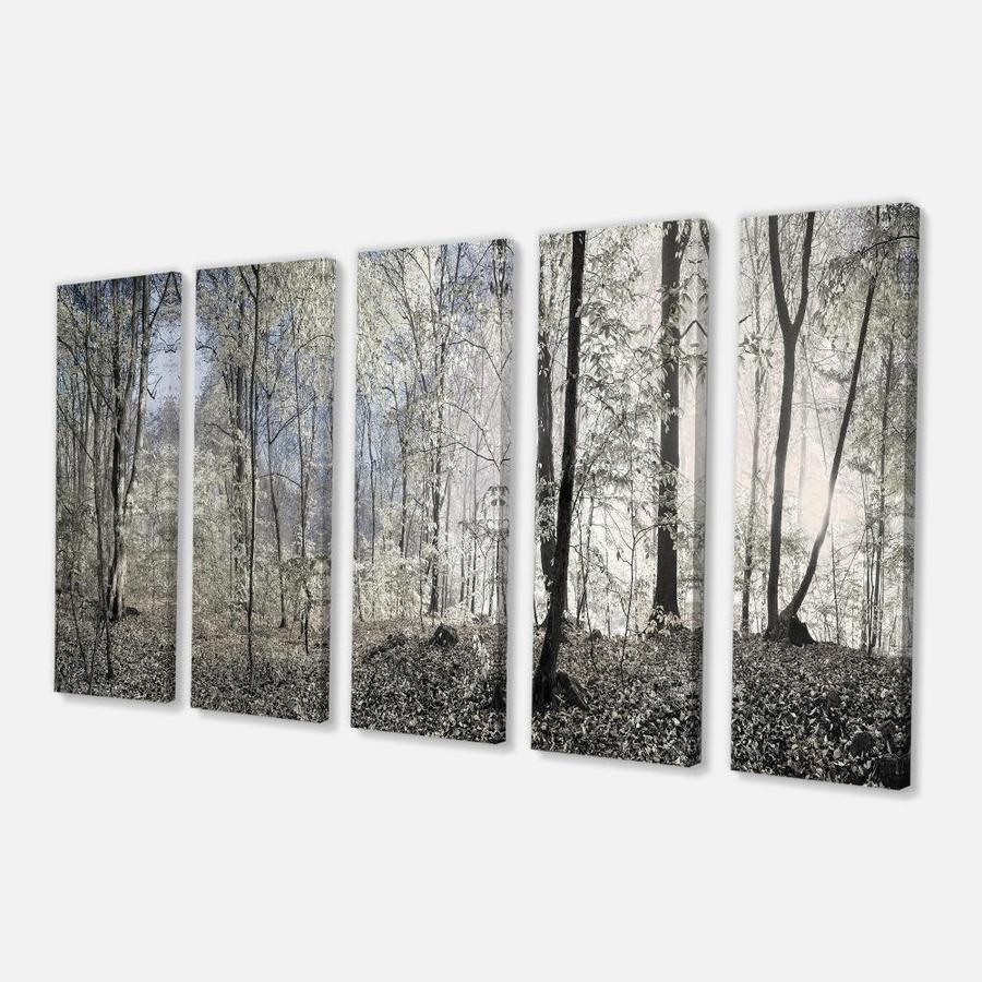 Designart Dark Morning in Forest Panorama- Landscape Canvas Art Print ...