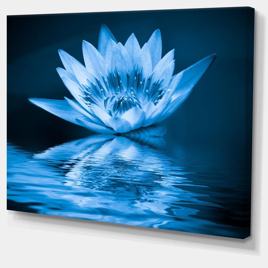 Designart Blue Water Lily- Floral Art Canvas Print in the Wall Art ...