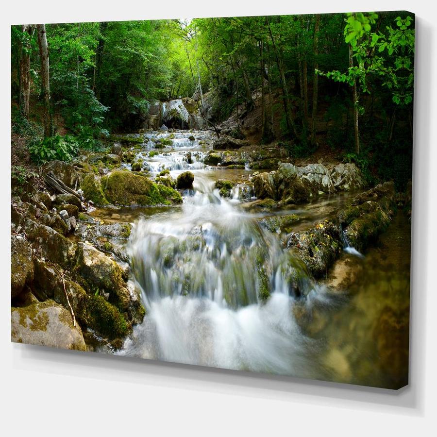 Designart Natural Spring Waterfall- Landscape Photography Canvas Print ...