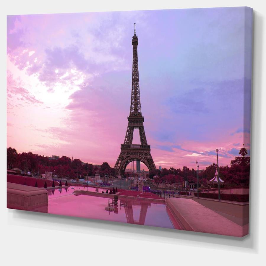 Designart Paris Eiffel Towerin Purple Tone- Landscape Photography ...