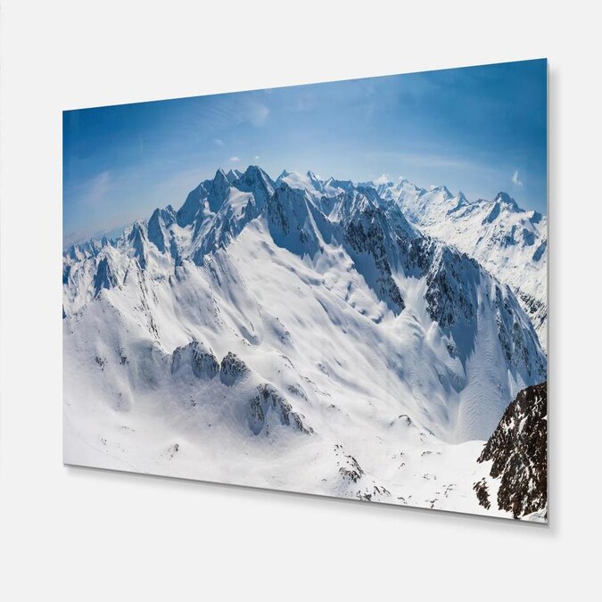 Designart Snowy Mountains Panoramic View- Landscape Metal Wall Art in ...