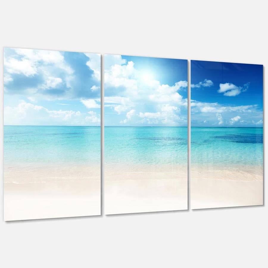 Designart Sand of Beach in Blue Caribbean Sea- Multipanel Modern ...