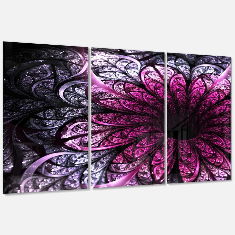 Designart Dark Purple Fractal Flower Digital Art- Multipanel Floral ...