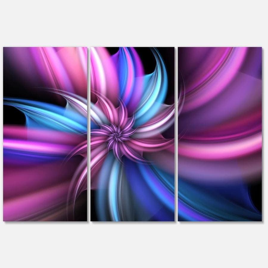 Designart Purple And Blue Psychedelic Flower Multipanel Floral Metal Wall Art In The Wall Art Department At Lowes Com