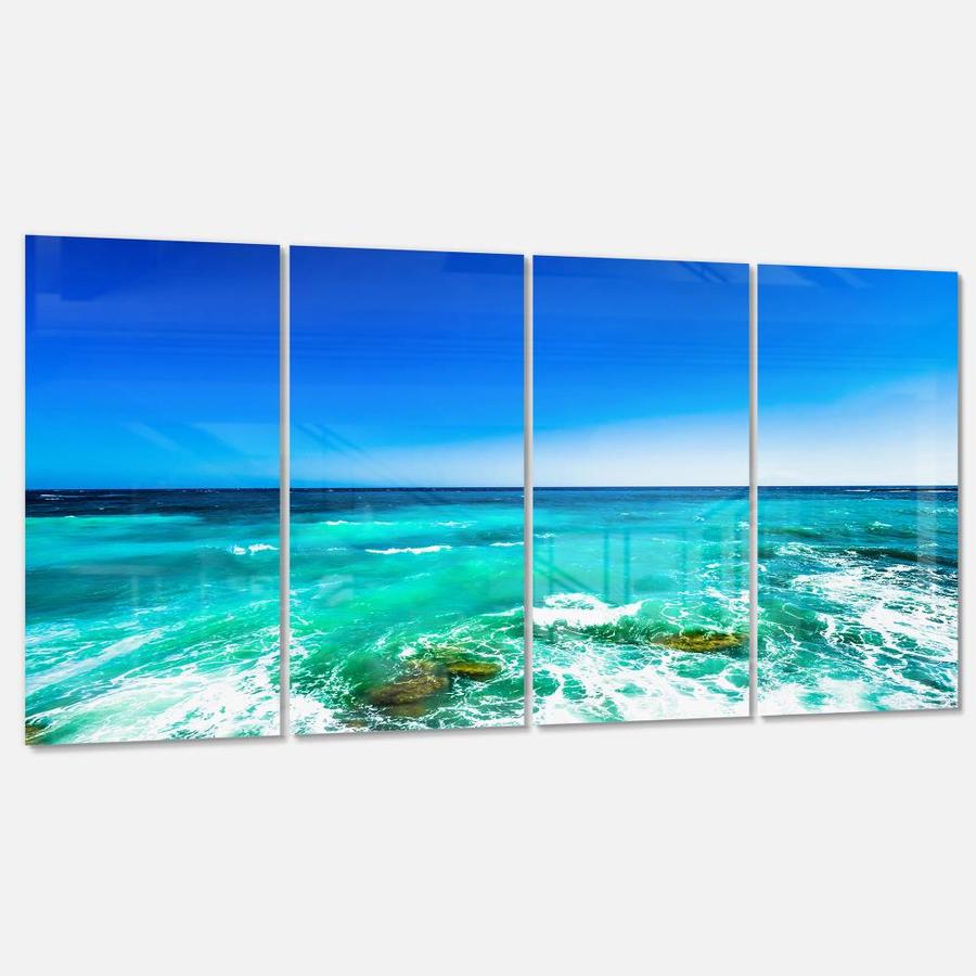 Designart Seashore with Clear Water and Sky- Multipanel Modern Seashore ...