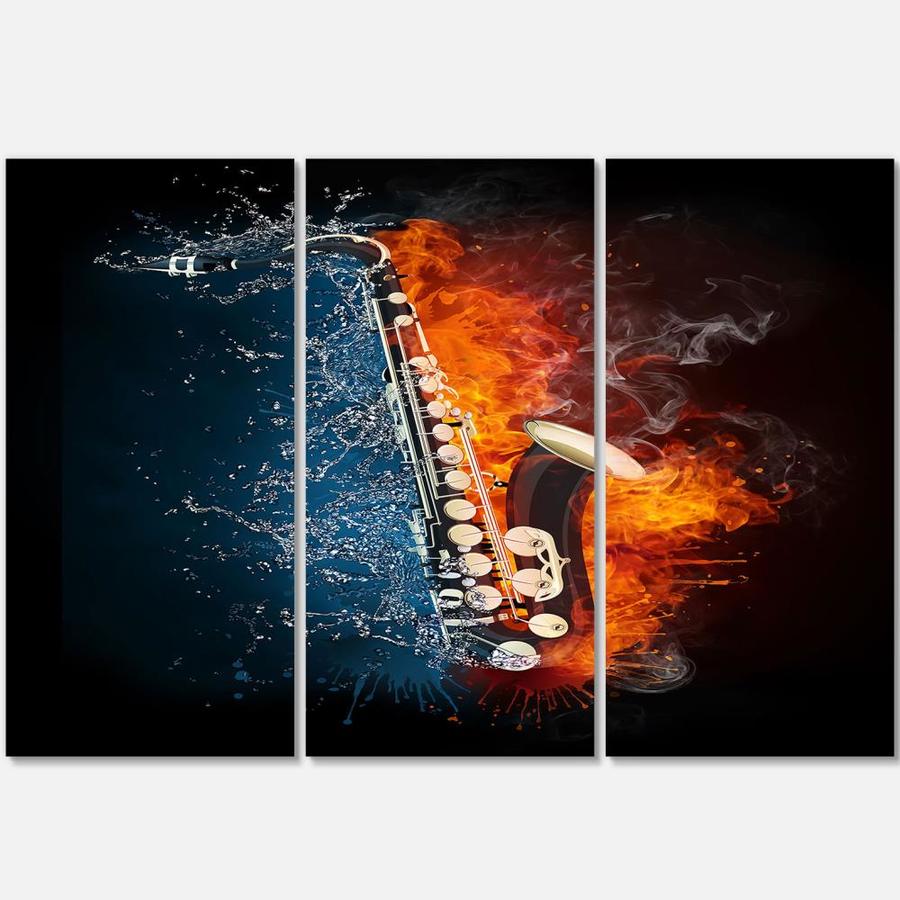 Designart Saxophone Multipanel Music Metal Wall Art in the Wall Art
