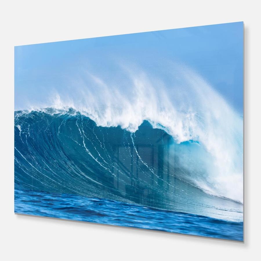 Designart Sky Hitting Ocean Waves- Seascape Metal Wall Art in the Wall ...