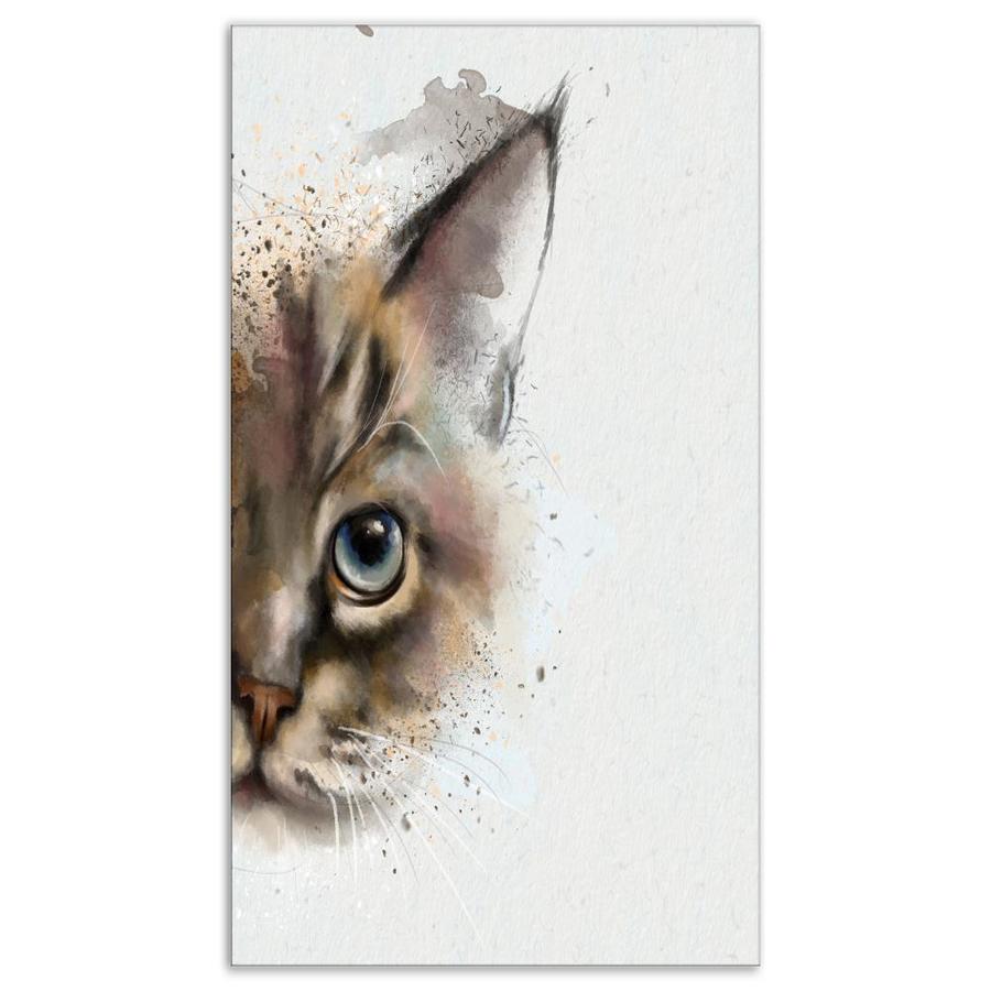 Designart Cat Half Face Watercolor- Animal Canvas Art Print in the Wall ...