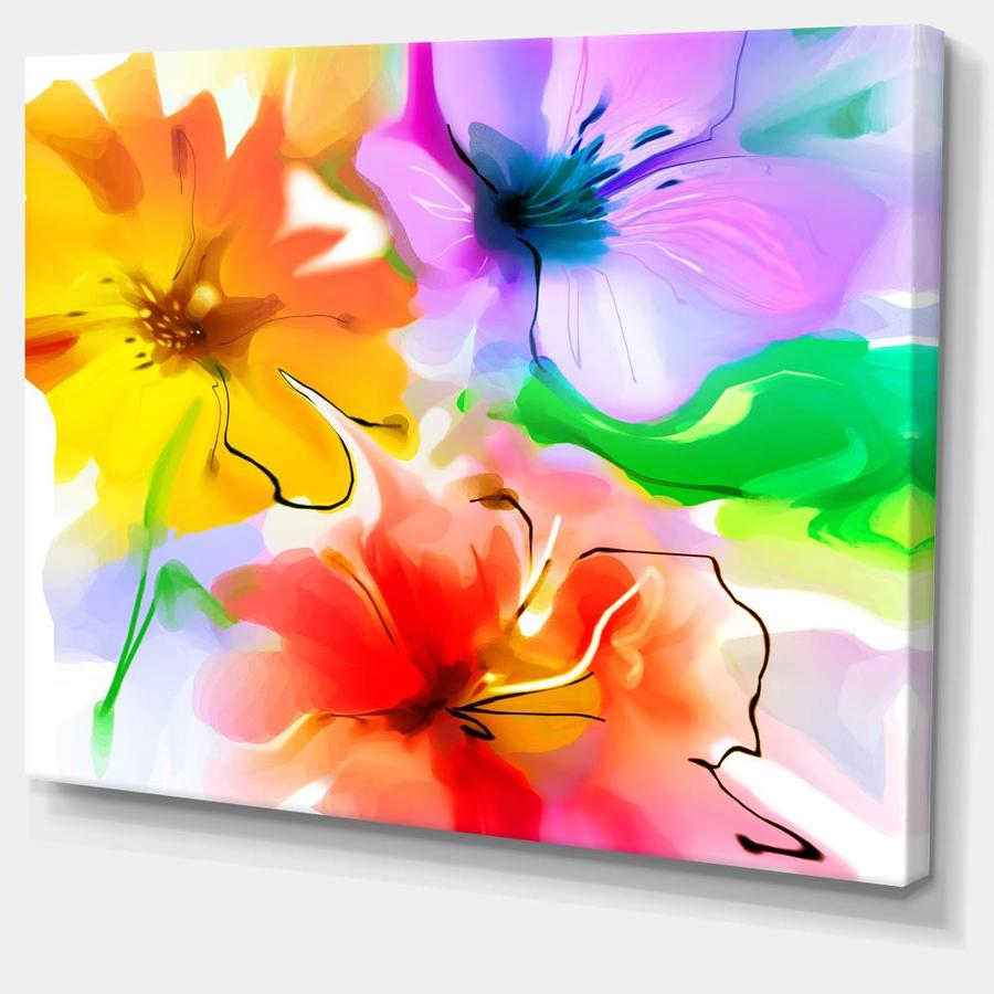 Designart Bunch of Colorful Flowers Sketch- Extra Large Floral Wall Art ...