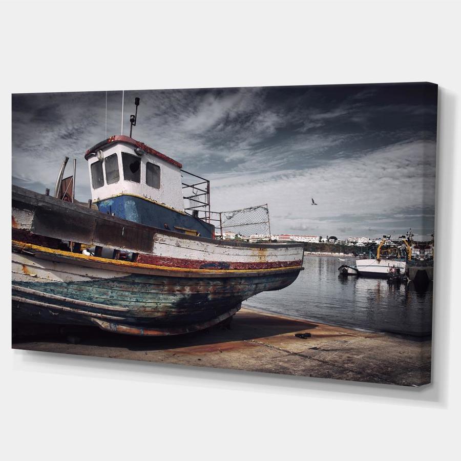 Designart Old Fishing Boat- Boat Canvas Art Print in the Wall Art ...