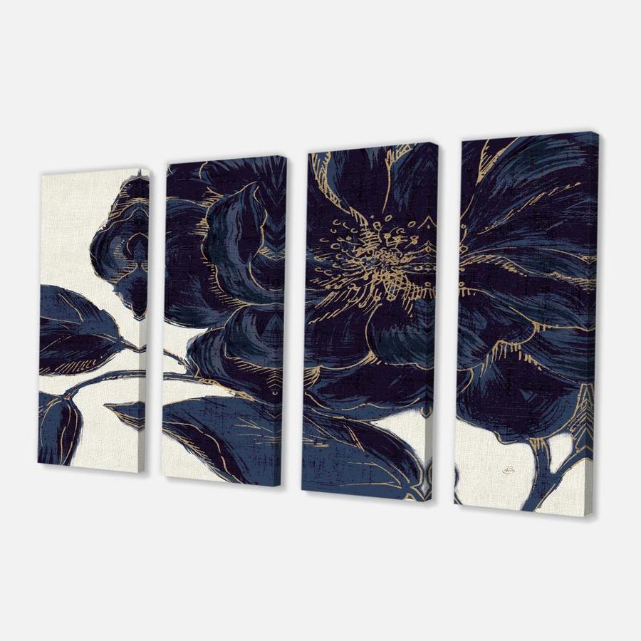 Designart Designart 'Dark Rose Gilded Gold' Floral Canvas Artwork in ...