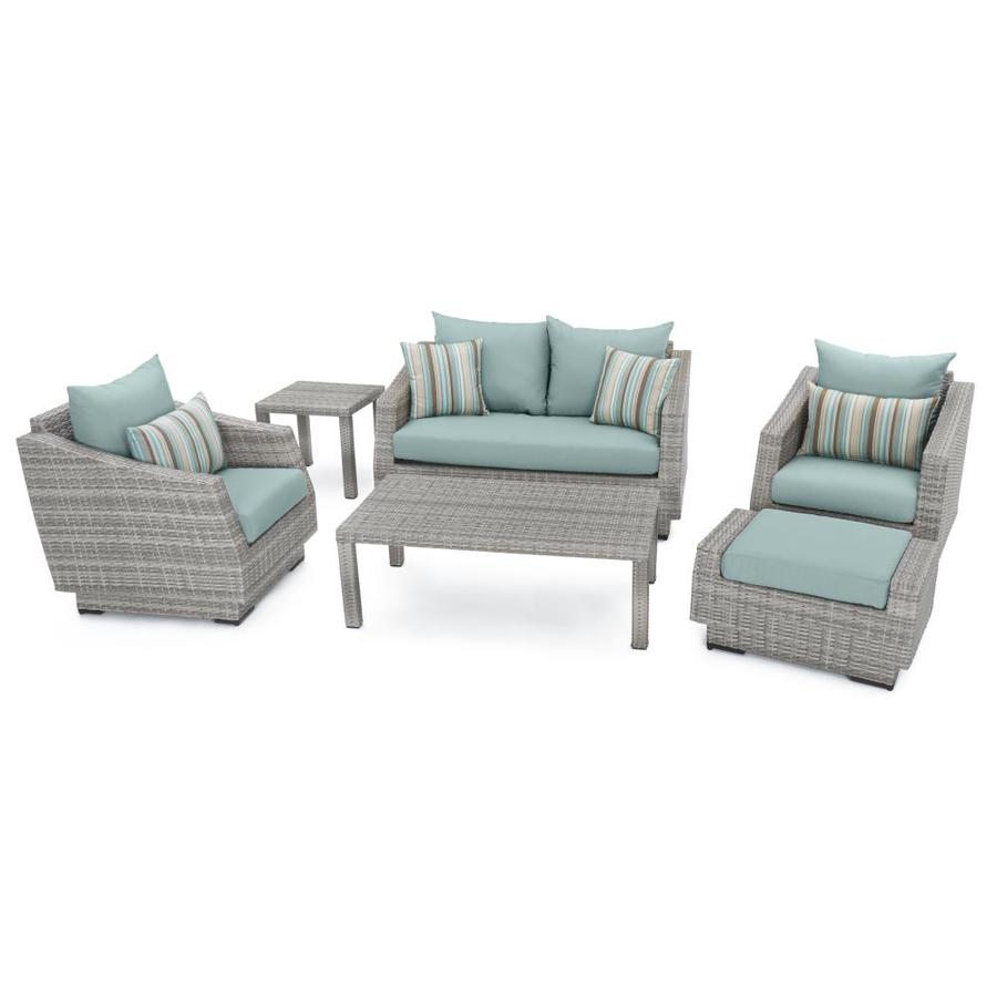 Rst Brands Cannes 6 Piece Metal Frame Patio Conversation Set With Sunbrella Cushions In The Patio Conversation Sets Department At Lowes Com