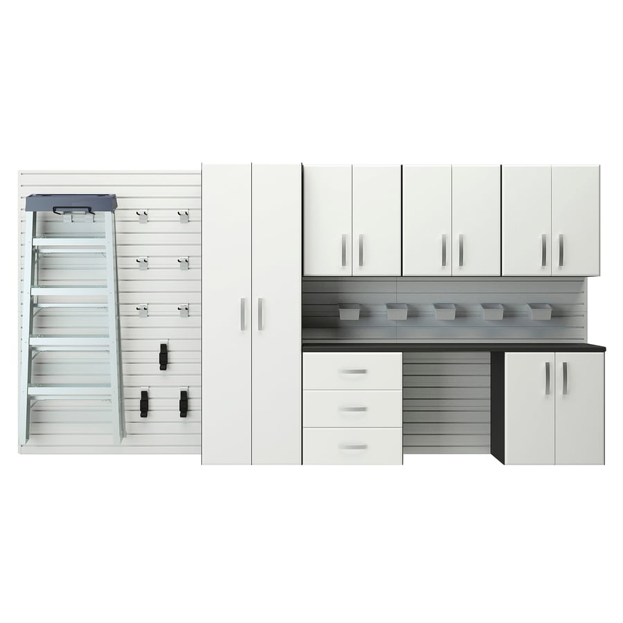 Flow Wall 7 Pc Deluxe Cabinet Storage Set White On White 144 In W