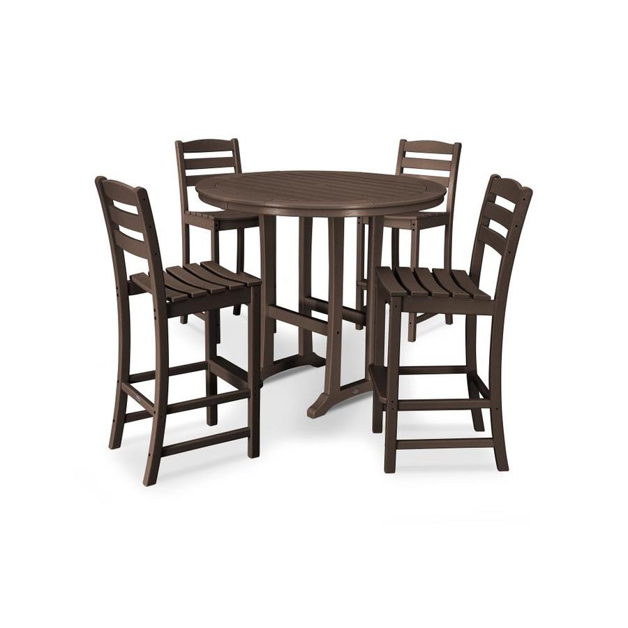 POLYWOOD La Casa 5Piece Brown Frame Bar Height Patio Set with Bar