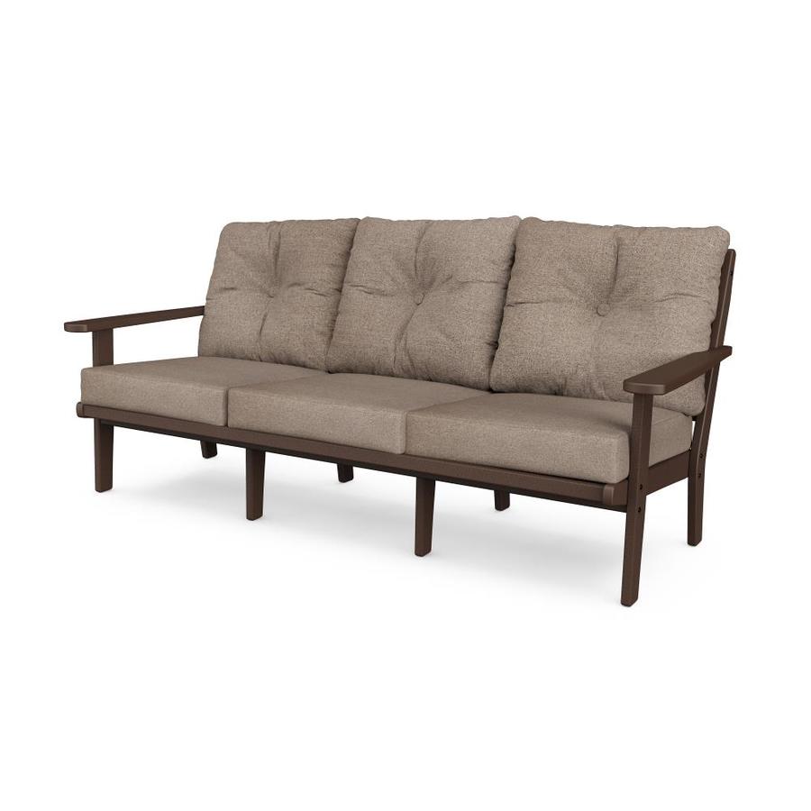 POLYWOOD Lakeside Outdoor Sofa with Cushion and Spiced Burlap Hdpe Frame in the Patio Sectionals 