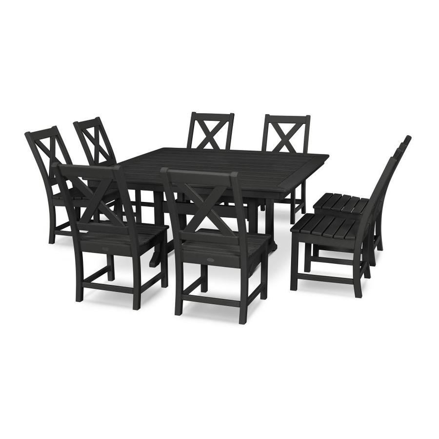 POLYWOOD Braxton 9Piece Black Frame Patio Set in the Patio Dining Sets