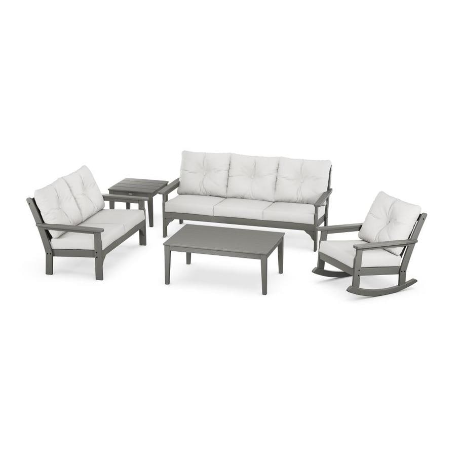 POLYWOOD Vineyard 6-Piece Plastic Frame Patio Conversation Set with ...