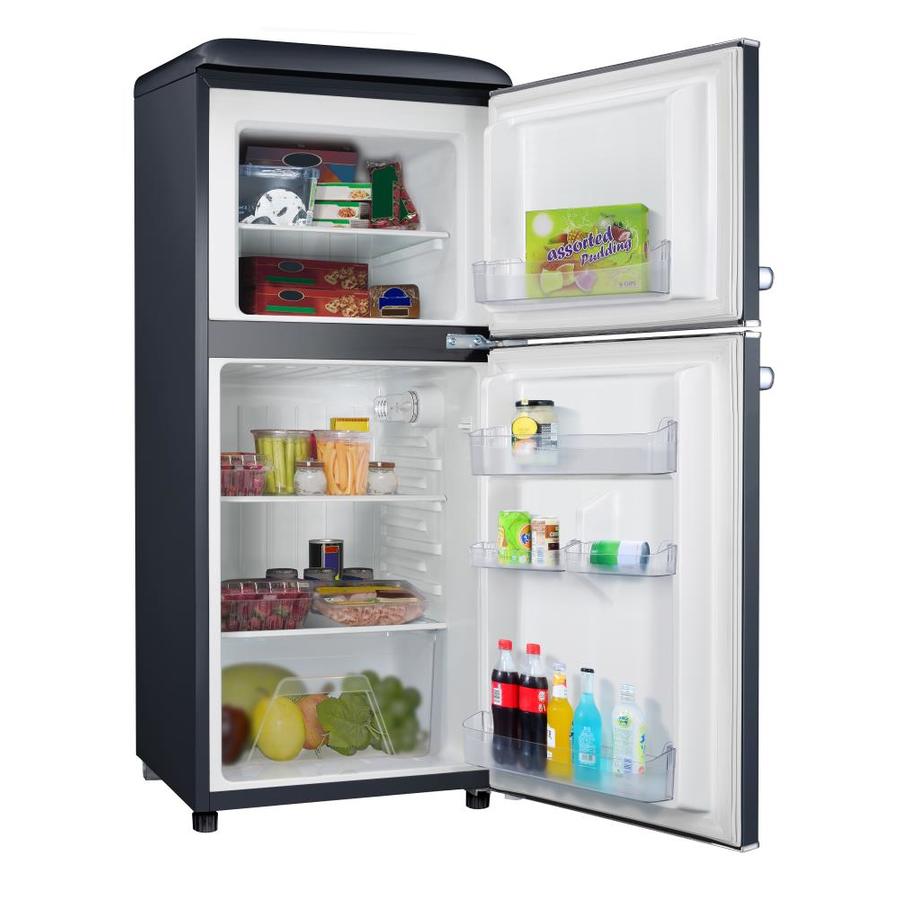 Galanz 4.0 cu ft Retro Mini Refrigerator with Dual Door True Freezer in ...