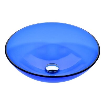 Anzzi Halo Blue Glass Vessel Round Bathroom Sink Drain