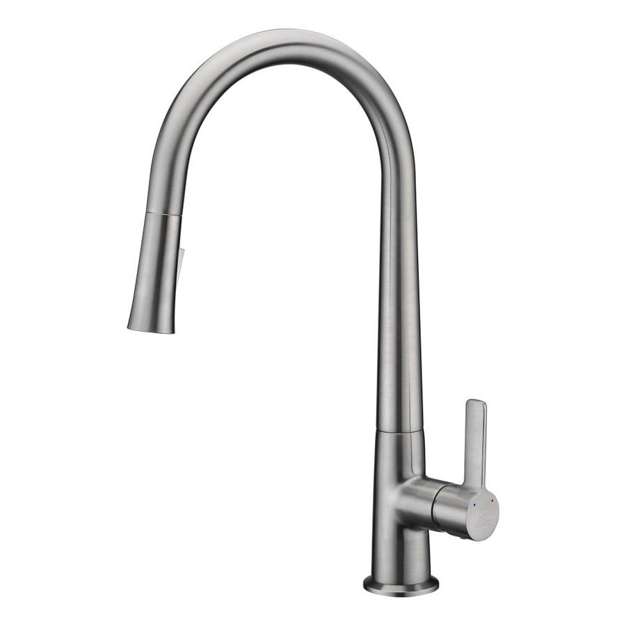 Anzzi Orbital Brushed Nickel 1 Handle Deck Mount Pull Down Handle Kitchen Faucet Deck Plate Included In The Kitchen Faucets Department At Lowes Com