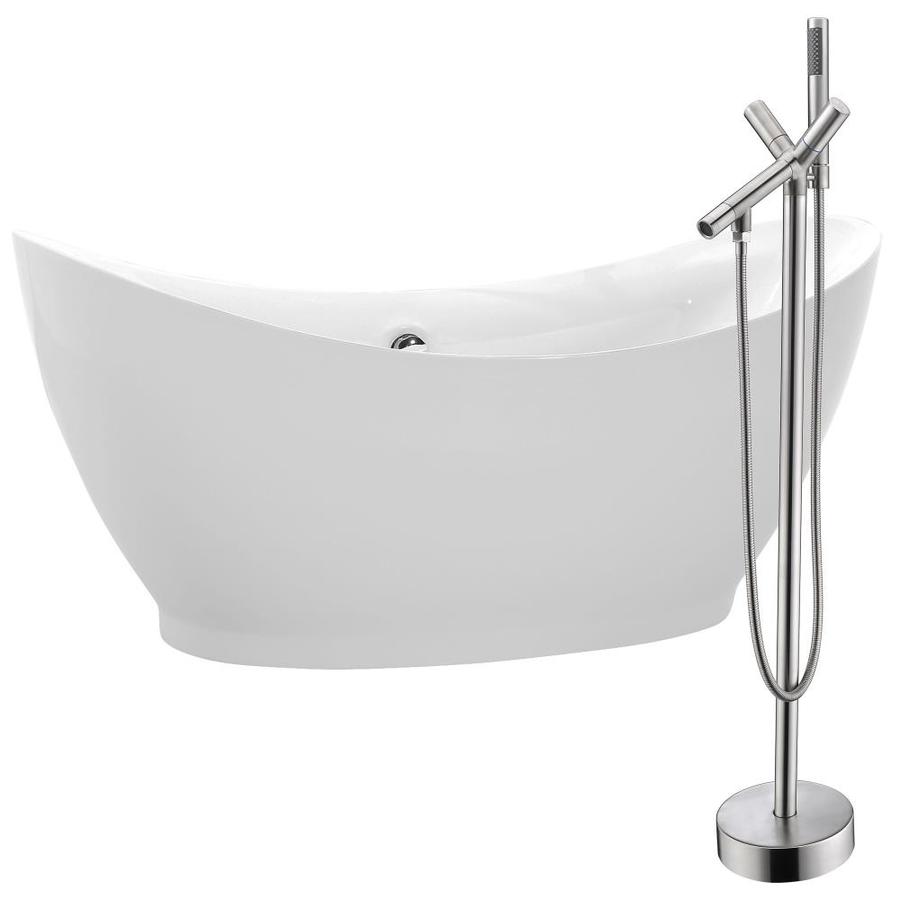 ANZZI Reginald 68in White Acrylic Oval Reversible Drain Freestanding