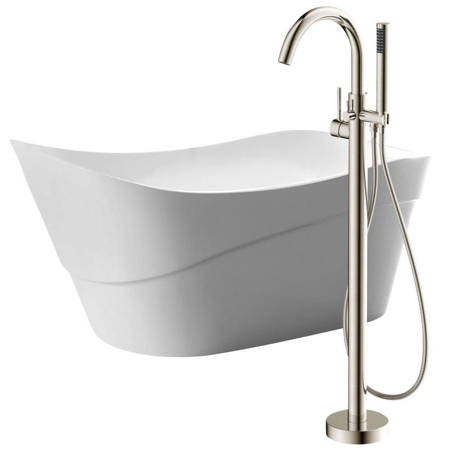 ANZZI Kahl 67in White Acrylic Oval Reversible Drain Freestanding