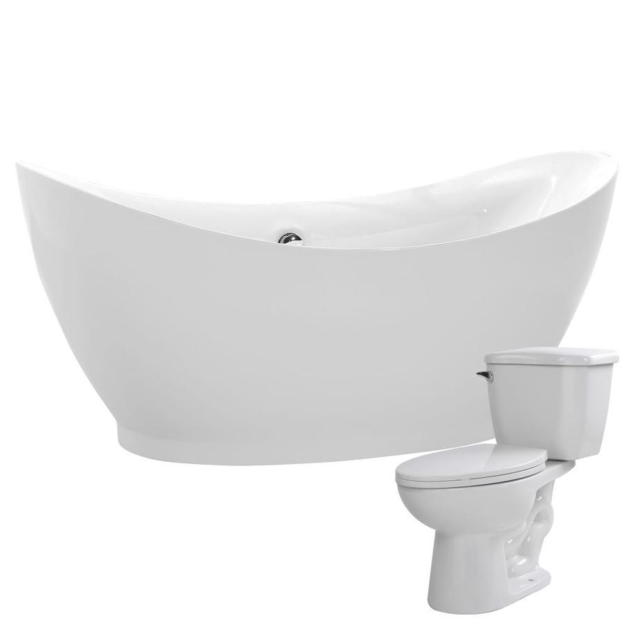 ANZZI Reginald 68in White Acrylic Oval Reversible Drain Freestanding