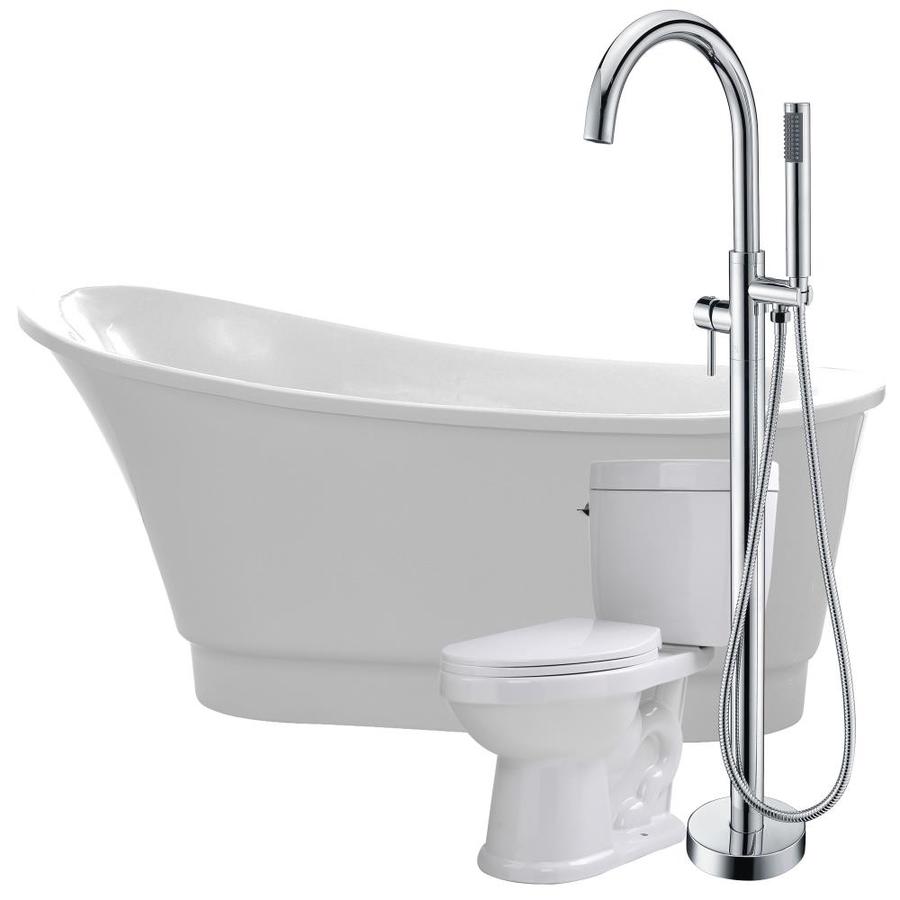 ANZZI Prima 67in White Acrylic Oval Reversible Drain Freestanding