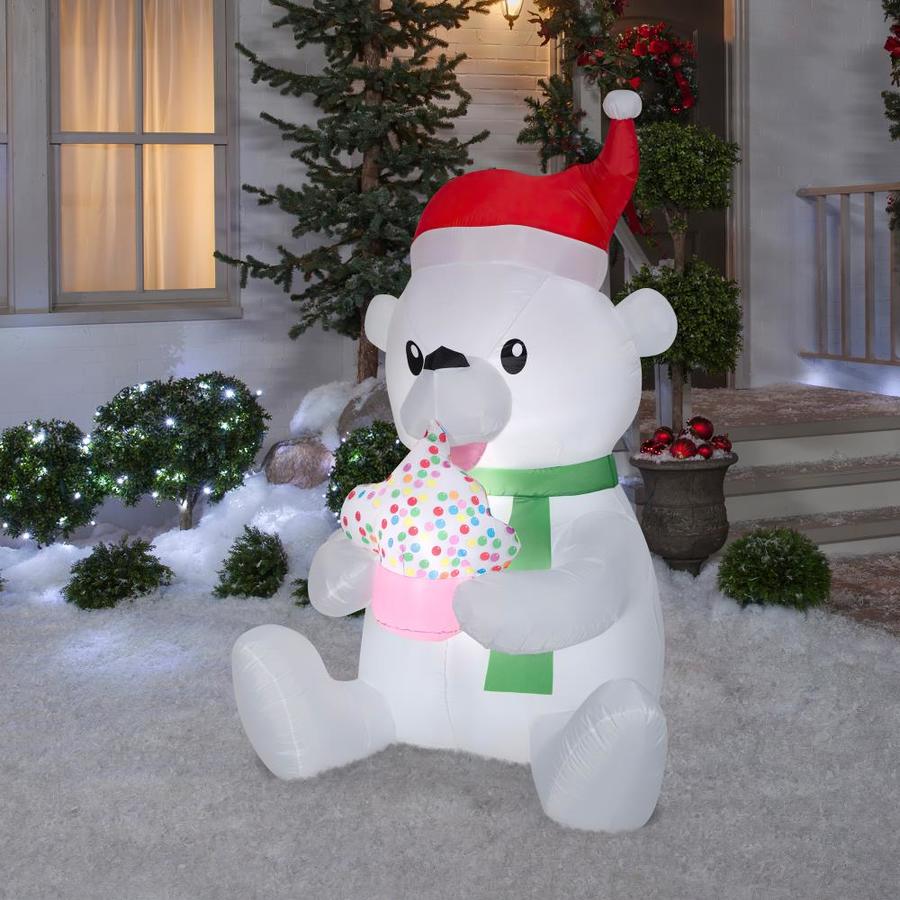 Gemmy Animated Airblown-Nom Nom Polar Bear w/Cupcake in the Christmas ...