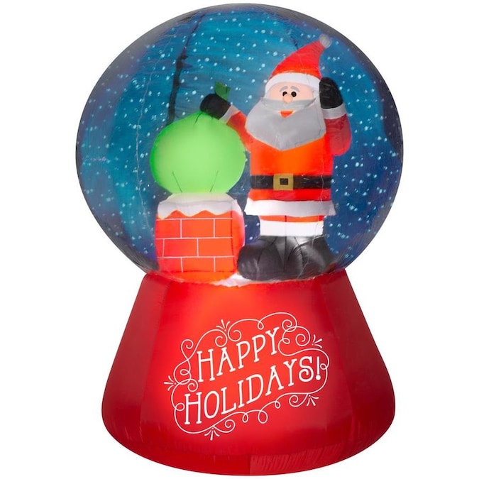 Gemmy Projection Airblown-Snow Flurry-Snow Globe Santa On The Rooftop ...